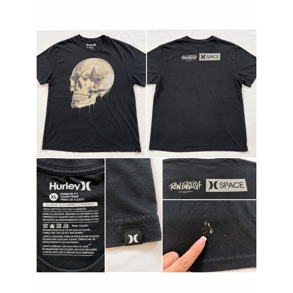 Hurley x Ron English Space Skull Graphic T Shirt Mens XL Artist Collab **FLAW**